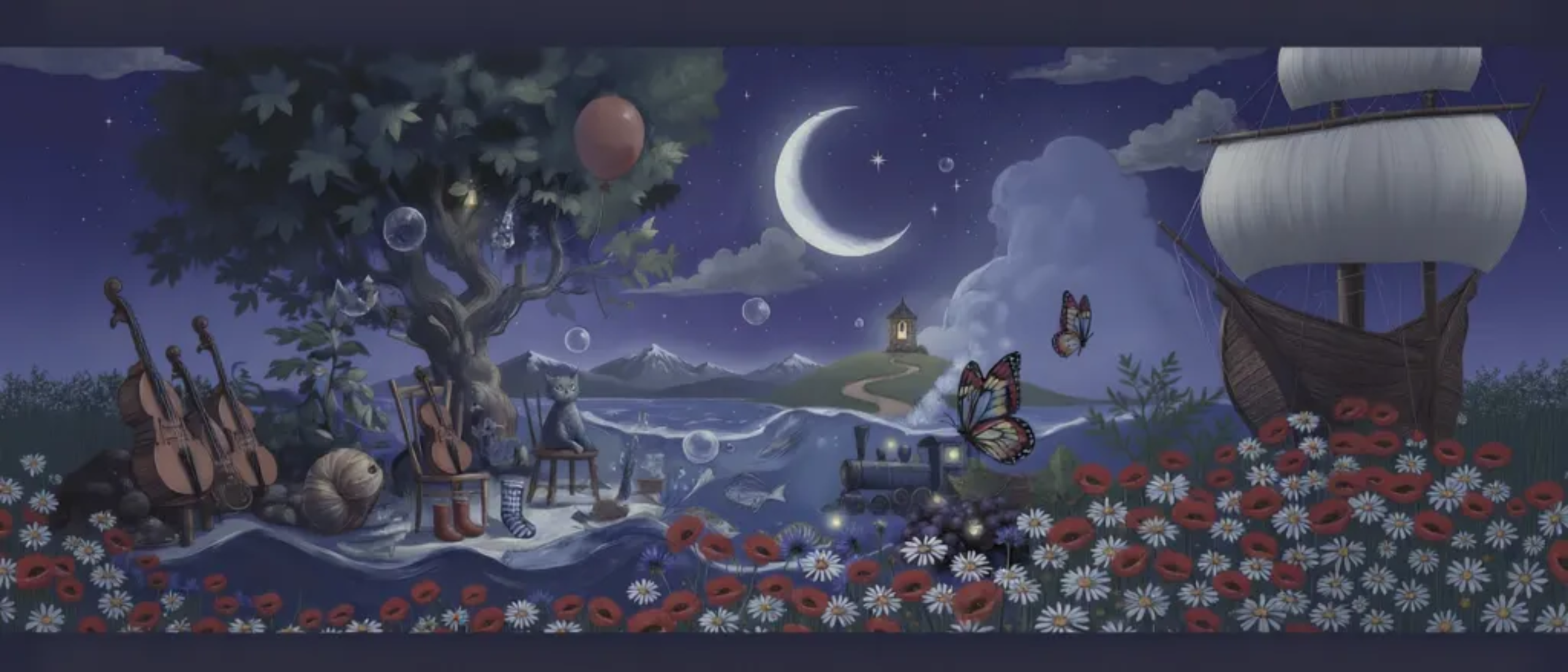 Décor mural Les petits contes du soir au format panoramique