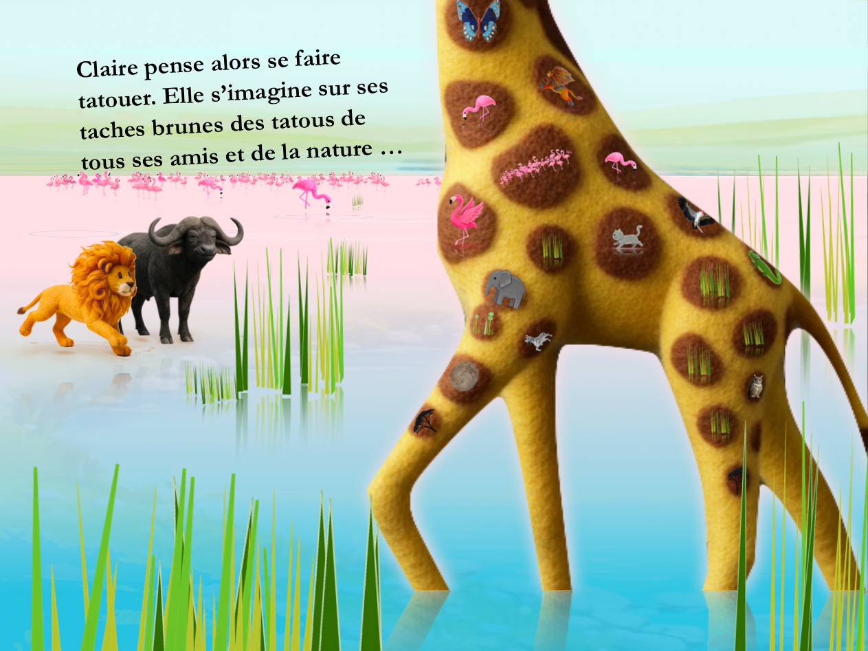 Illustration avec girafe et autres animaux